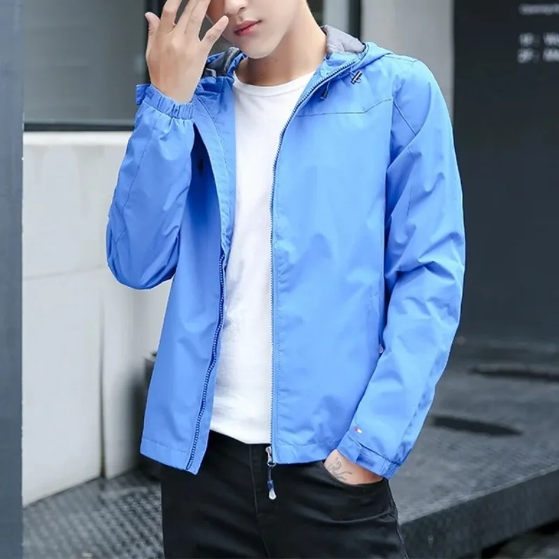 

Men's Hooded Solid Spring Autumn Zipper Long Sleeve Pockets Drawstring Cardigan Jackets Coats Casual Loose Office Lady Tops