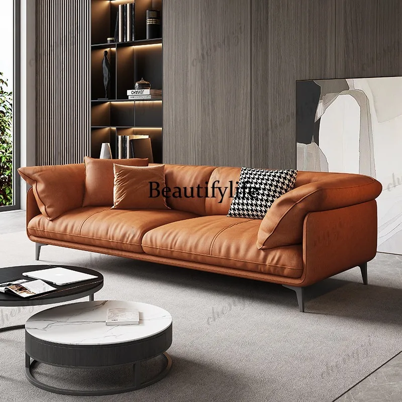 Italian minimalist modern minimalist sofa small apartment straight row three or four living room, fabric sofa