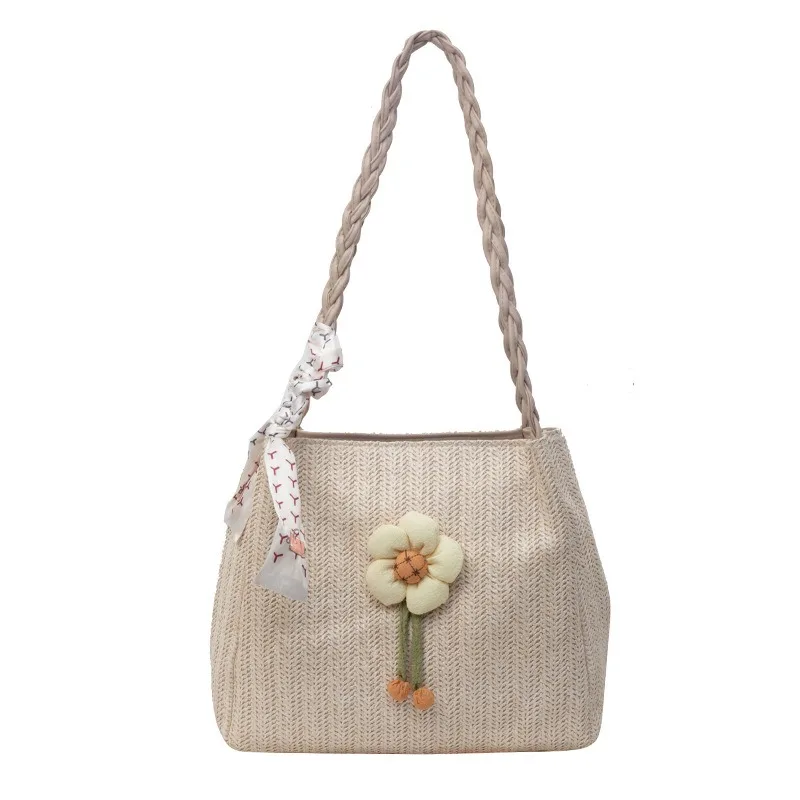 Compiled Straw Woven High-capacity New Summer Women's Casual Versatile Shoulder Bag, Seaside Tote Bag