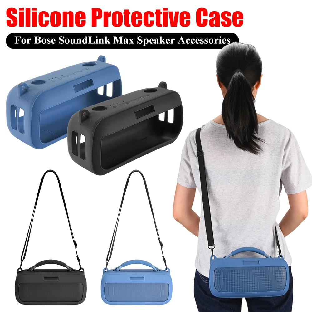 

Силиконовый защитный чехол для Bose SoundLink Max, сумка для динамиков, противоударный кожаный чехол с плечевым ремнем 1,5 м, аксессуары для динамиков