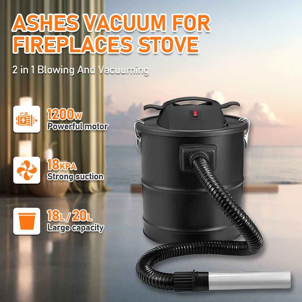 TUNGFULL Ash Vacuum Cleaner 18L/20L Large Capacity Electric Ash Vacfor BBQ, Fire Pit & Stove Ash, Hot Ash Resistant, Easy to Cle