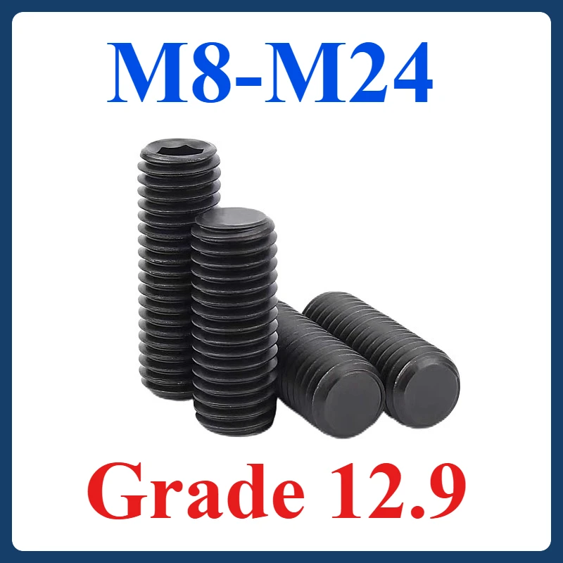 

M8, M10, M12, M14, M16, M20, M24 Black Concave-End Set Screw with Internal Hexagon Head Grade 12.9