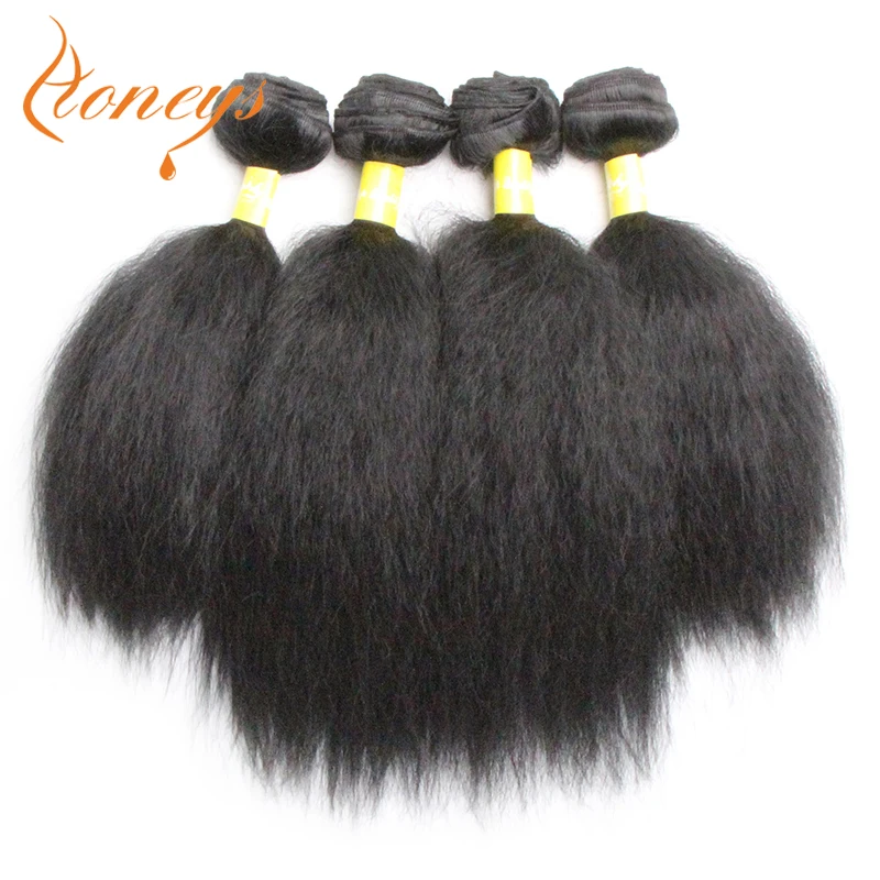 Honeys Short Synthetic Yaki Straight Crochet Hair Kinky Straight Fake Hair Extensions Ombre Braiding Hair Bundles For Women