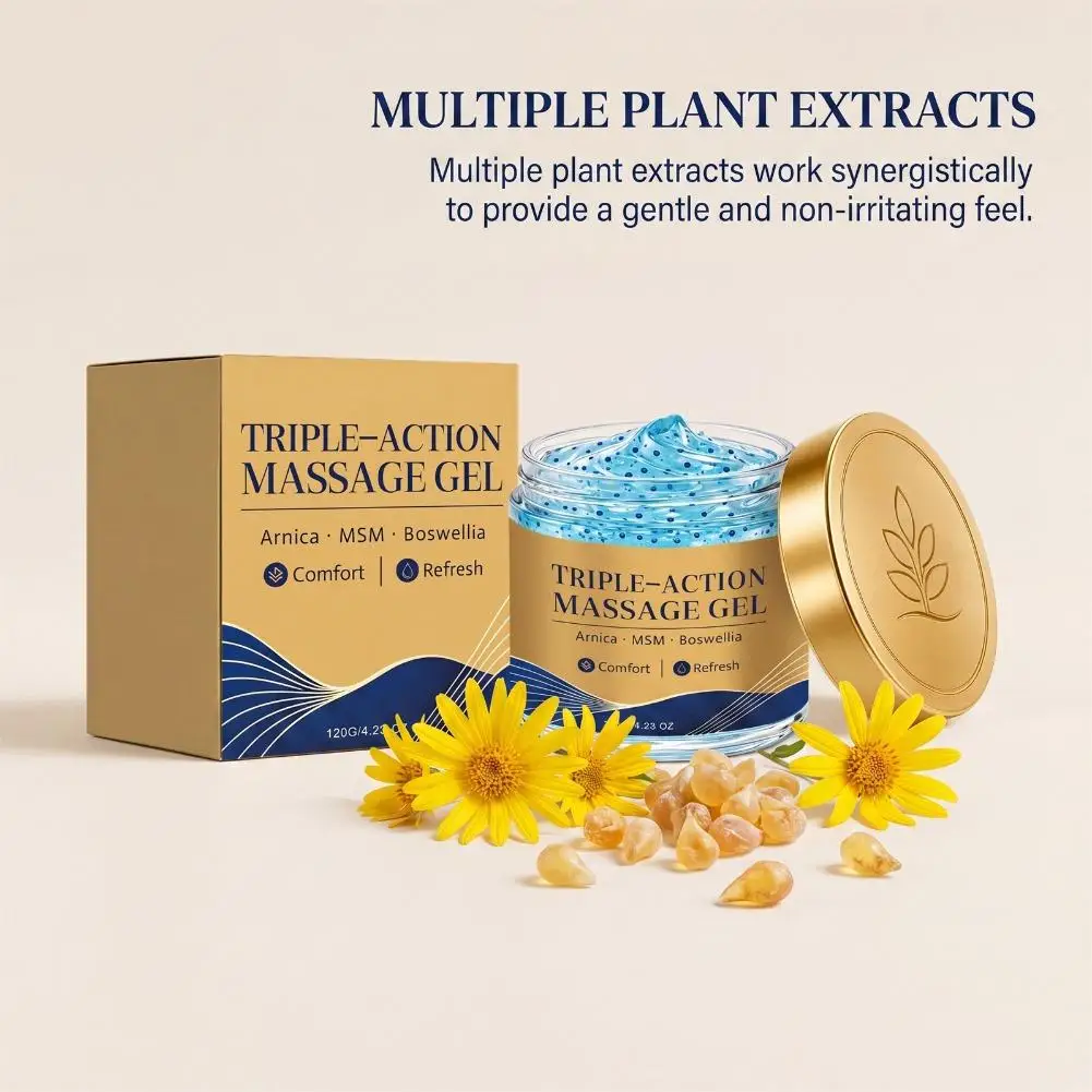 120g Triple‑Action Body Massage Gel Infused Arnica MSM & Boswellia, Comfort Refreshing Topical Gel for Body Massage Skin Care