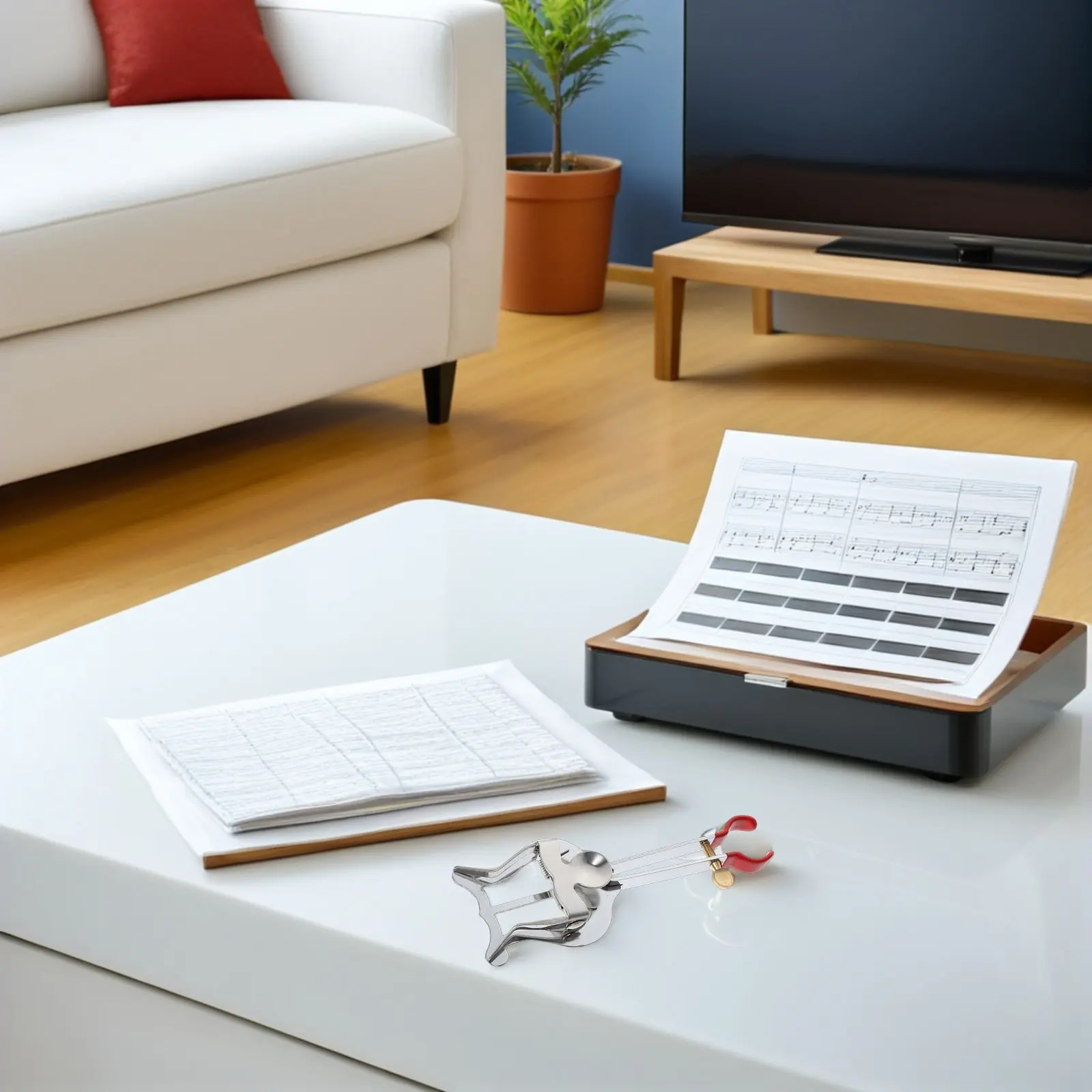 

2Pcs Trumpet Lyre Marching Band Metal Clip Portable Sheet Music Holder Adjustable Angle Wind Resistant Vibration Proof Music