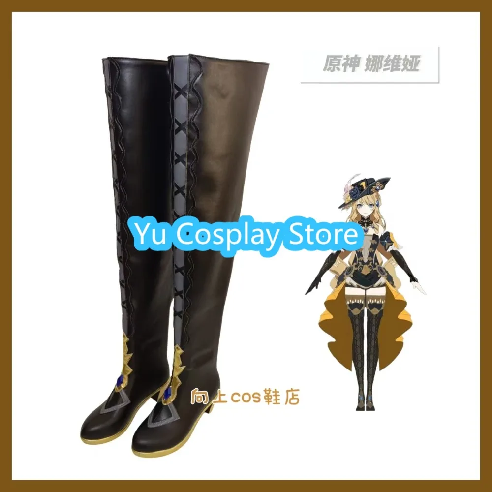 ร้านยูคอสเพลย์ รองเท้าคอสเพลย์เนเวียจากเกมเก็นชิน อิมแพ็ค รองเท้าบูทคอสเพลย์อนิเมะ รองเท้าบูทคอสเพลย์สำหรับฮาโลวีน อุปกรณ์ประกอบชุด