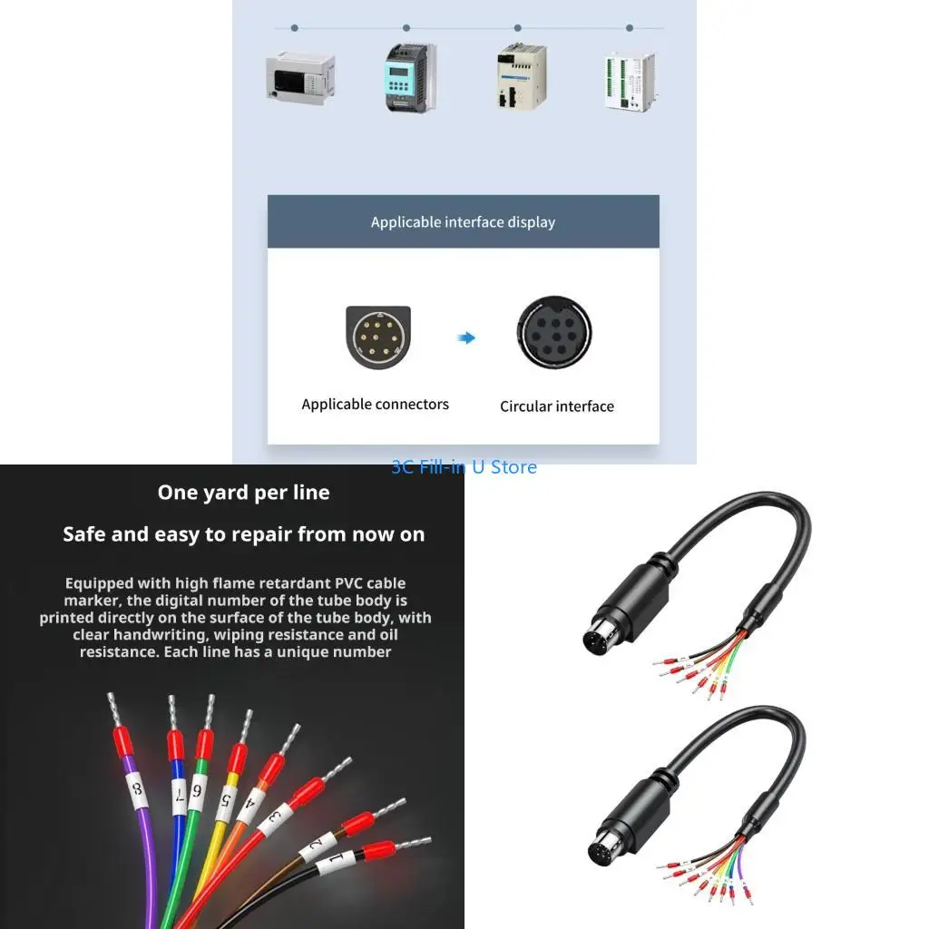 G8TA Flexible 6/8Pin Header Cable with Printed Number Wire End Amplifier Connection Cable RS232/RS422/RS485 Communication