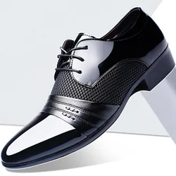 Fashion New British Men's Leather Shoes Classic Man Loafers Pointed Toe Formal Wedding Shoes Male Dress Shoes Lace Up Moccasins