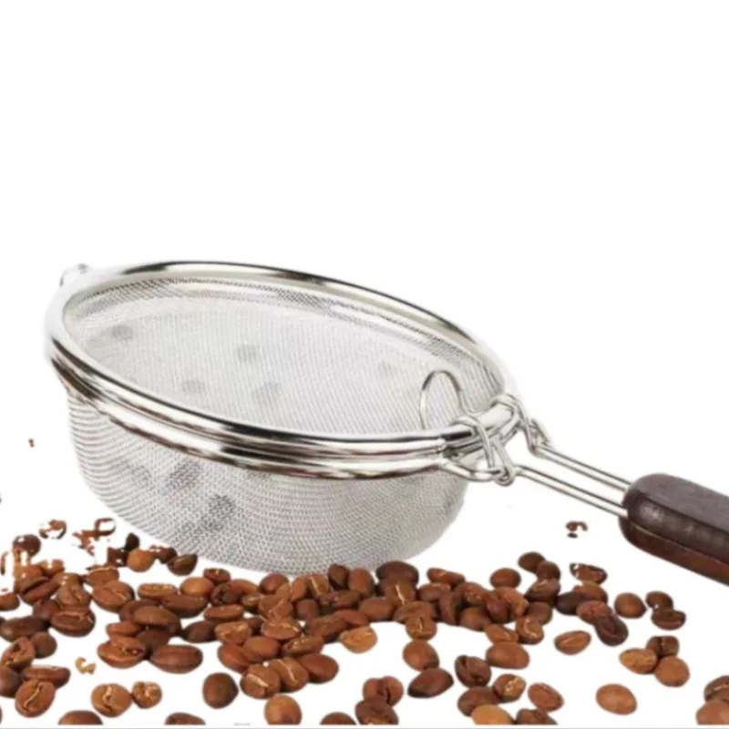 

Сетка для обжарки кофе из нержавеющей стали с деревянной ручкой, для домашнего использования, кофейные принадлежности
