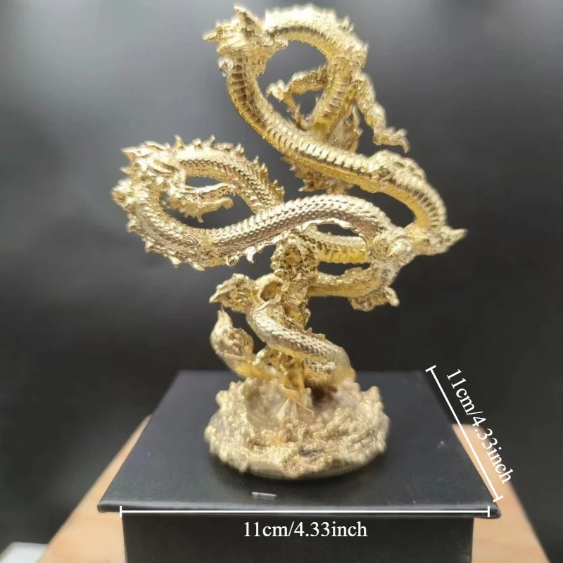 1Pc Brass Chinese Dragon Casting Statue Animal Metal Figurine Home Decor Desktop Crafts Sculpture Decoration
