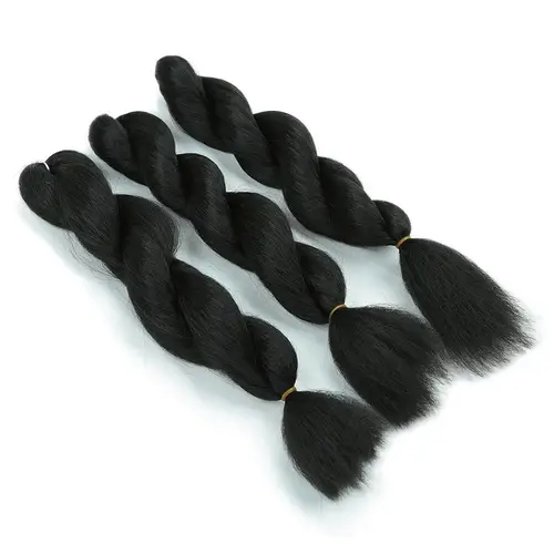 Imagen 2 del producto Mechones de estilo de trenzas Vixen de ganchillo, 26 pulgadas, rizado, recto, de ganchillo, fibras sintéticas negras naturales para mujeres negras, extensión de cabello