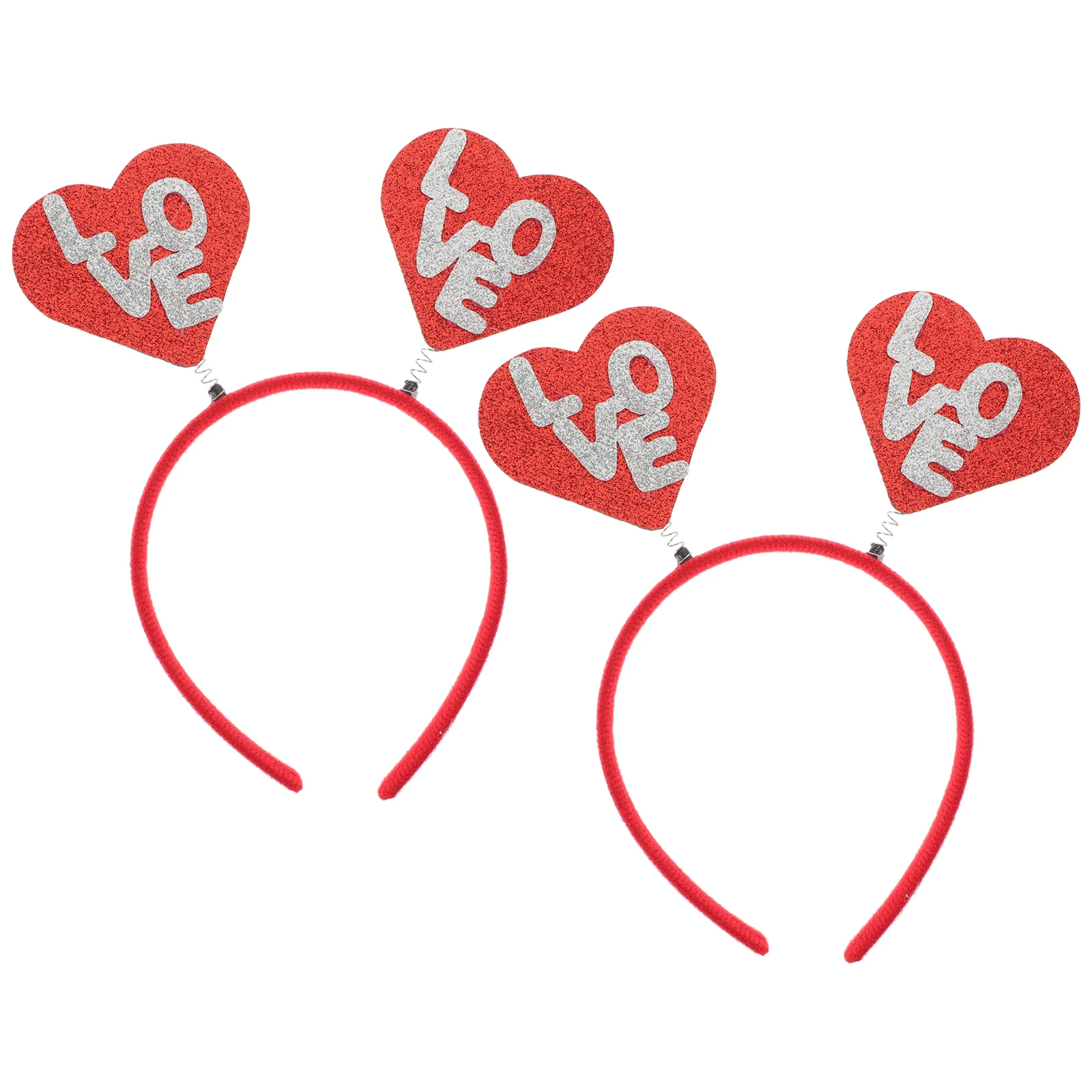 

2Pcs Heart Shaped Felt Glitter Headband Valentine Day Celebration Hair Accessories For Women Girls