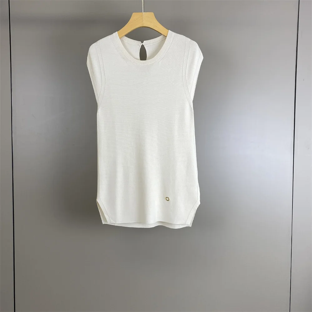 2026 Spring and Summer New Women's Round Neck Solid Color Pullover Knitted Sleeveless Vest Fashionable Commuting Top