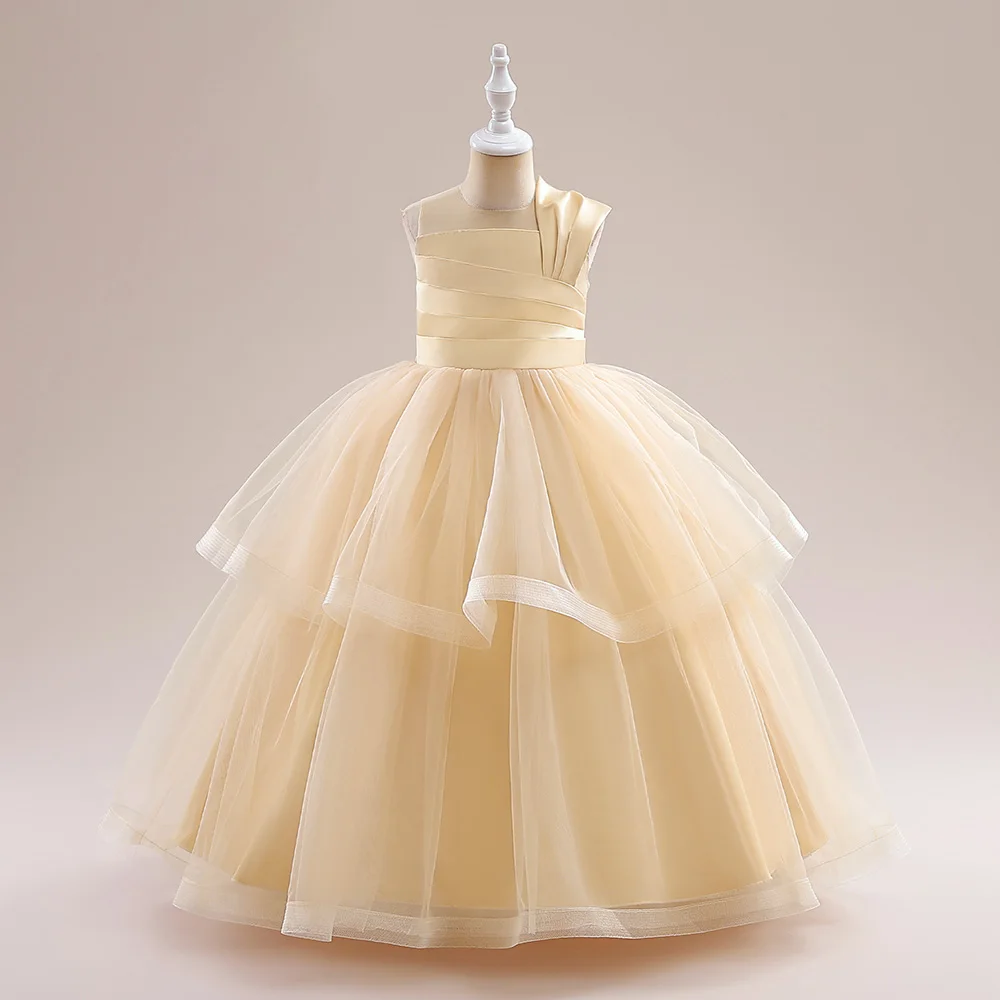 Summer Bridemaids Party Girls Dresses Christmas Costume Tulle Wedding Baptism Birthday Princess Dress Girl Bow Pageant Prom Gown