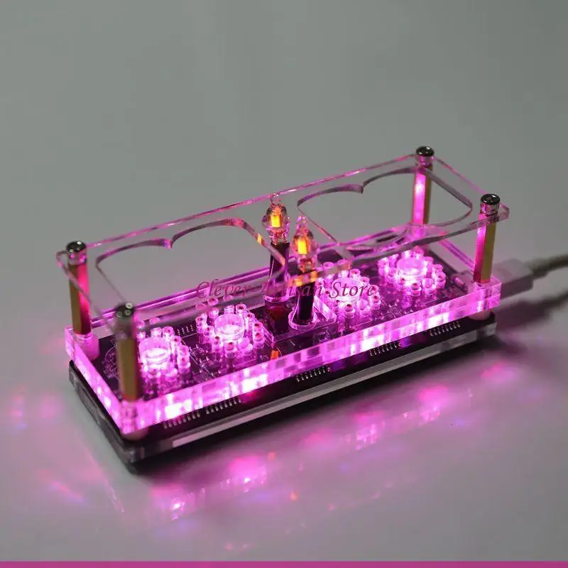 

E06B IN-12 Glow Tube Clock 4-bit Integrated IN12 Glow Tube Clock with Multicolor RGB