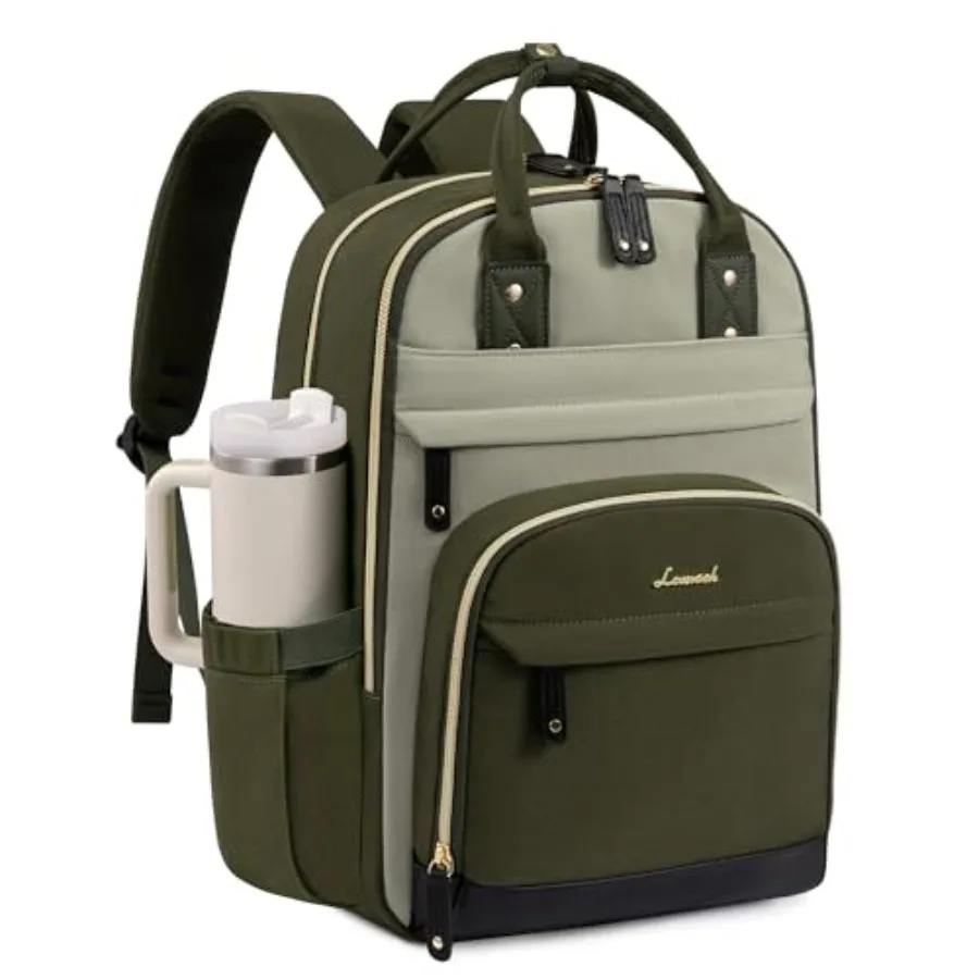 

Laptop Backpack for Women with Giant Tumbler Holder Pocket, School College Book Bag Nurse Teacher Backpack, Work Travel Backpac