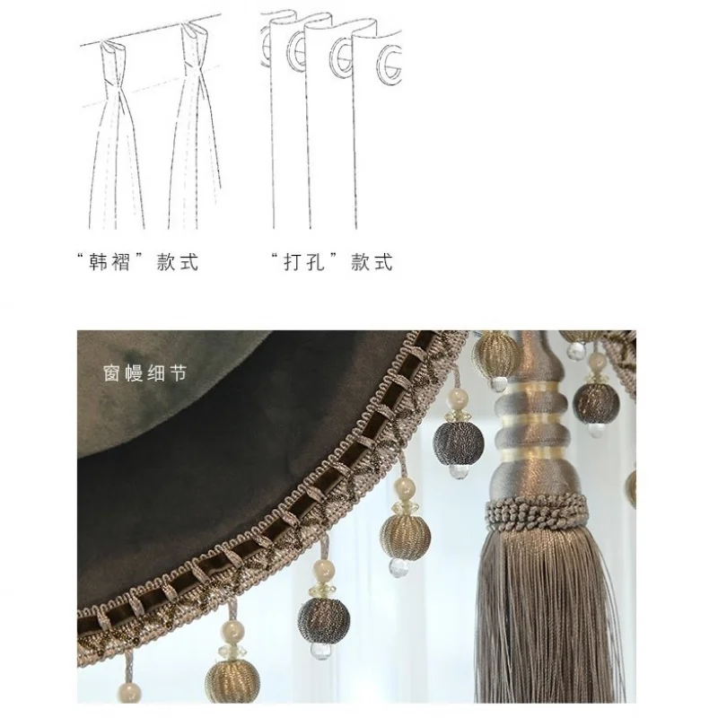 Custom. Xike Liangpin High-end Curtains American Country Style Dutch Velvet Two-tone Splicing Living Room Bedroom High Window Va