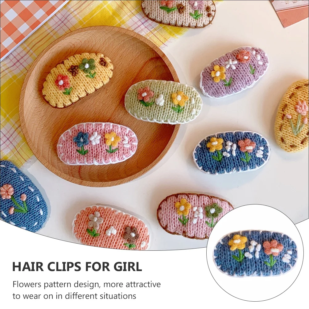 

3Pcs Woolen Knitting Hair Clips Elegant Flower Design Strong Grip Hair Accessories for Girls Women Lovely Barrettes for Party