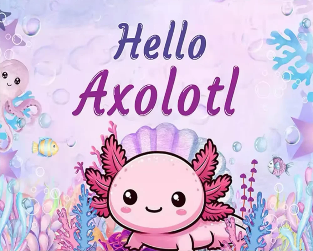 Cartoon underwater Axolotl background shooting props cute pets birthday party banner baby bathroom hanging cloth customization