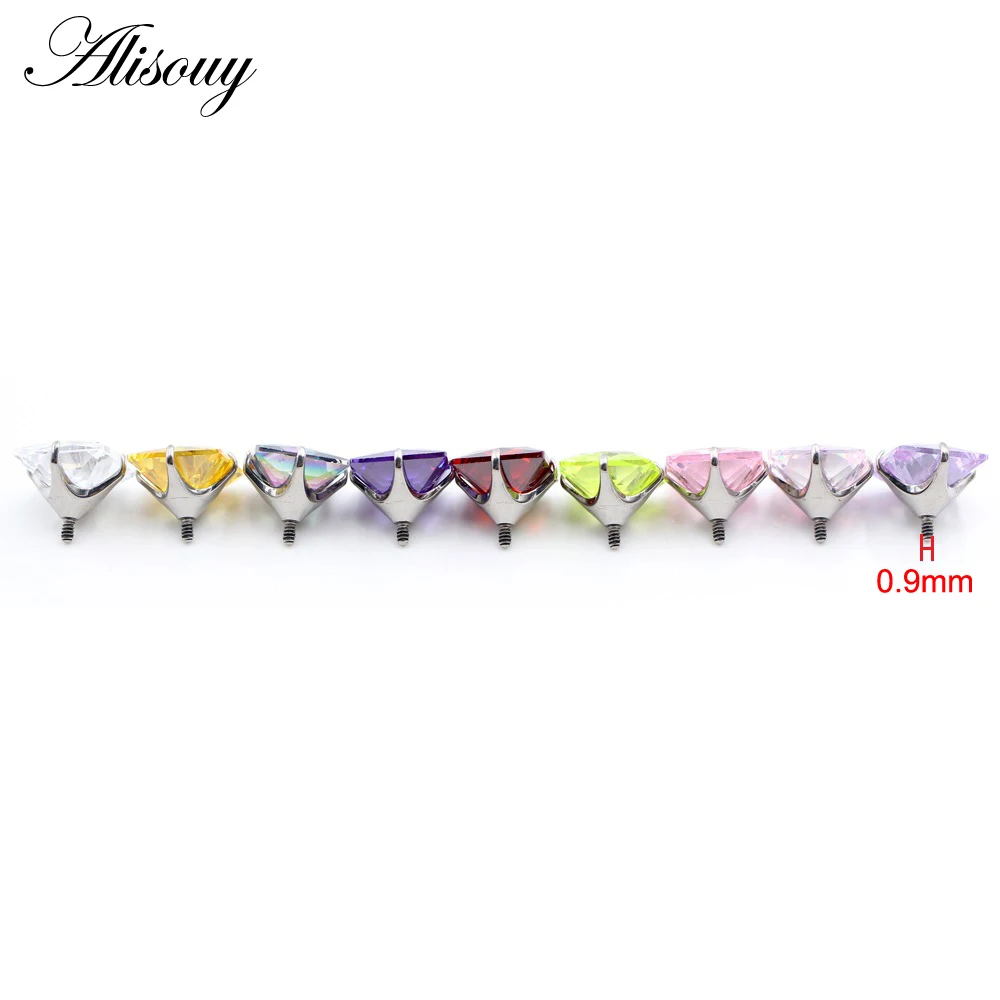 G23 Titanium Externally Thread Square Zircon Lip Labret Rings
