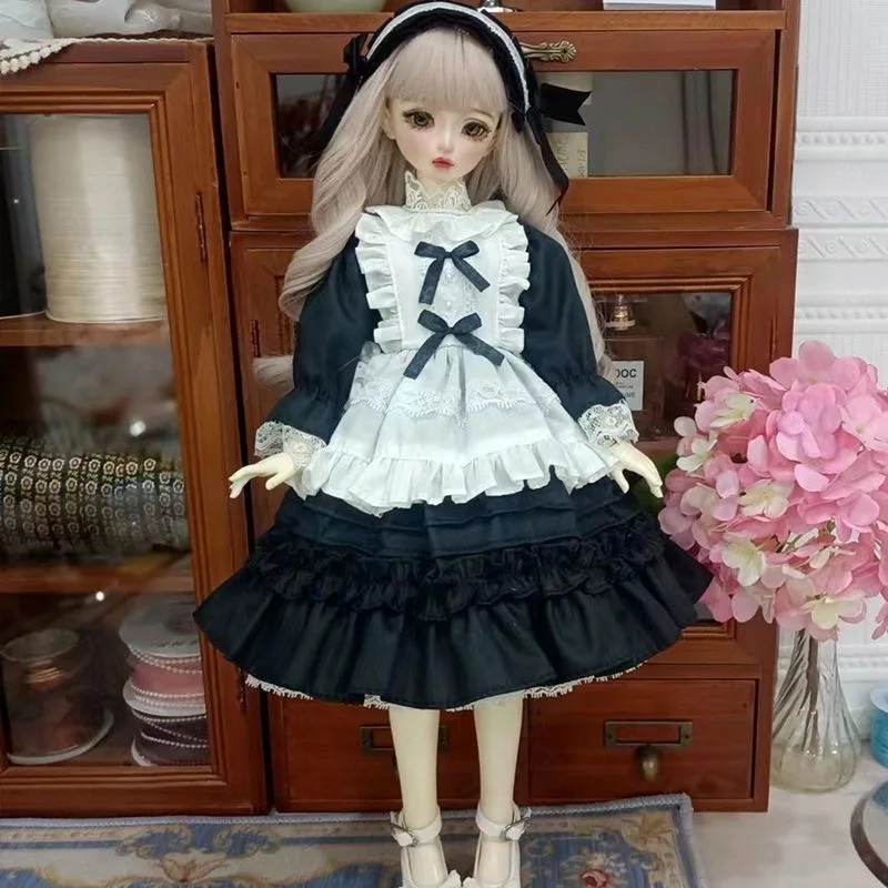 女の子用の黒と白のドレス,スカート1/3 1/4 1/6 bjd,プリンセスドレス,ブラ付き人形服セット