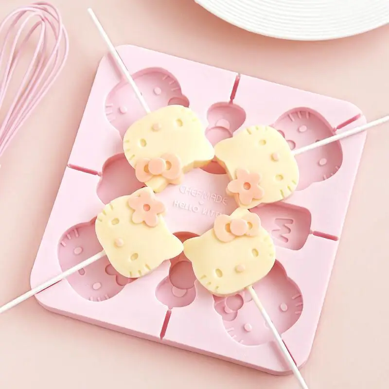 Sanrio-Molde de silicona hecho a mano de Hello Kitty, palo de queso, dibujos animados Kawaii, Anime, calidad alimentaria, moldes para el hogar Diy, nuevo estilo