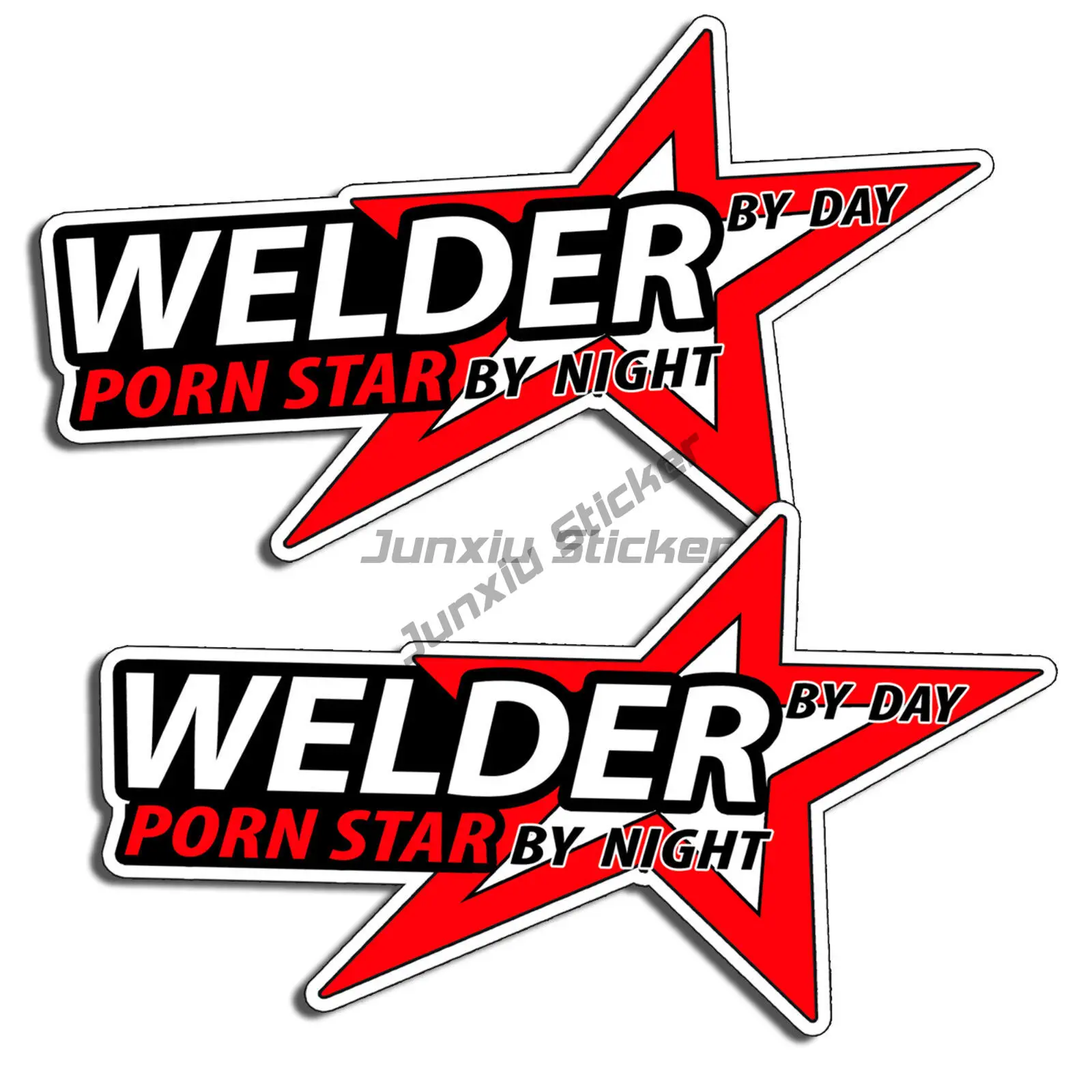 2 X Welder By Day Porn Star Sticker Mechanical Car Truck Window Bumper Laptop Graphics Scratch Roof Sunscreen