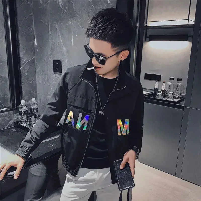 Black Man Coat Spring Autumn Zip V Jacket for Men Deals Luxury Designer Aesthetic Original Brands Joker New In Vintage Trendy