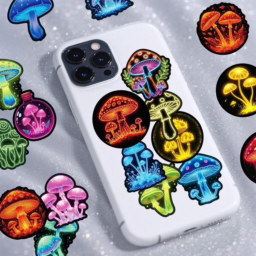 10/30/56 個漫画ネオンキノコステッカー面白いカラフルな落書きデカール DIY 水筒ノートブック電話車のステッカー装飾
