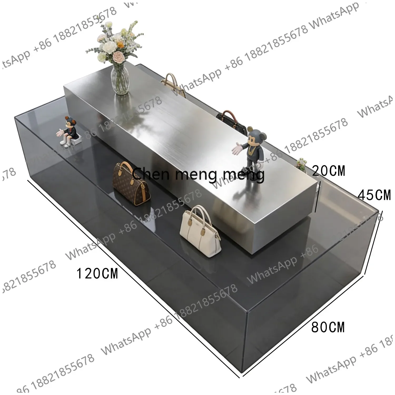 A74Stainless Steel Acrylic Display Table Clothing Store Window Art Gallery Goods, Nakajima Terrace