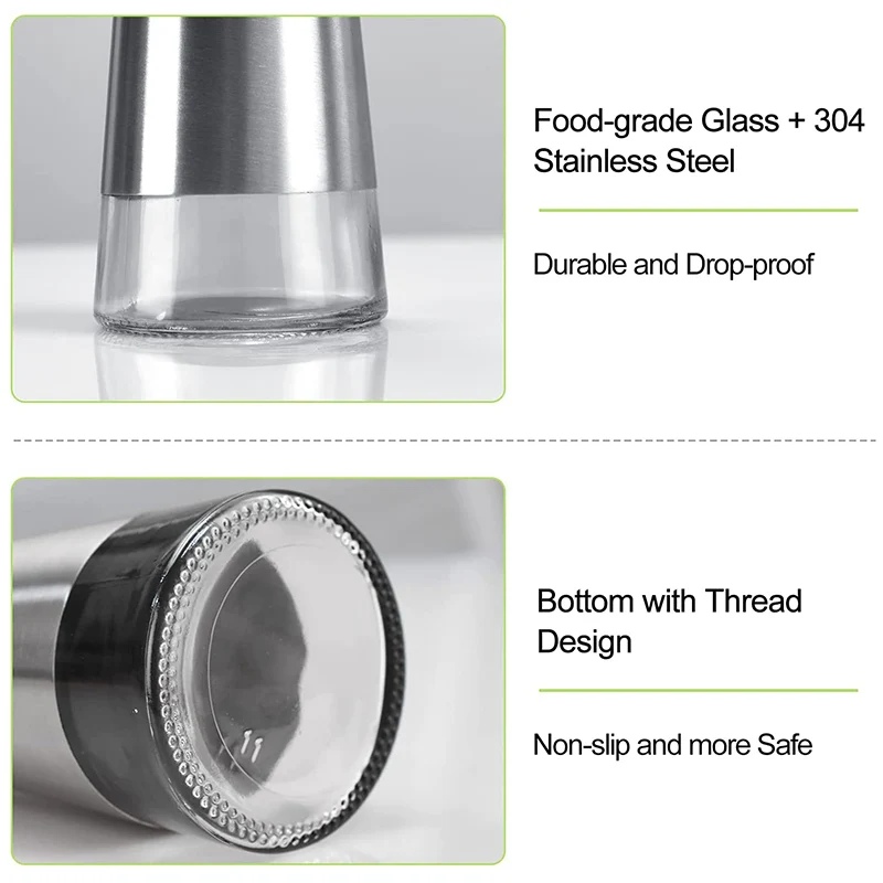 Olive Oil Olive Oil and Vinegar Dispenser Set, 2 Pack Olive Oil Dispenser Cruet with Elegant Glass Bottle and Drip Free Design