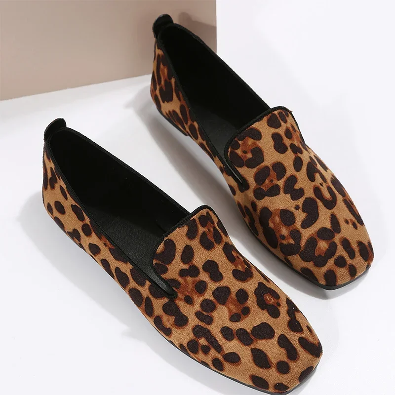 Leopard Shoes Women Flats Loafers Autumn Suede Casual Shoes Shallow Sneaker 2024 Trend Women Shoes Slip-on Comfort Zapatos Mujer