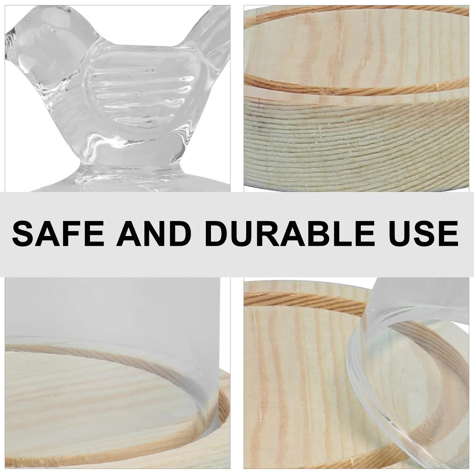 

Dust Hood Ornament Clear Glass Dome Cover Preserved Flower Wood Base Multi-purpose Decoration