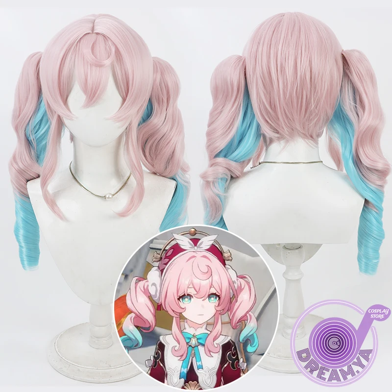 

Hyacinthia Cosplay Wig Genshin Impact Pink Blue Mixed Long 60cm Synthetic Hair Heat Resistant Halloween Role Play + Wig Cap