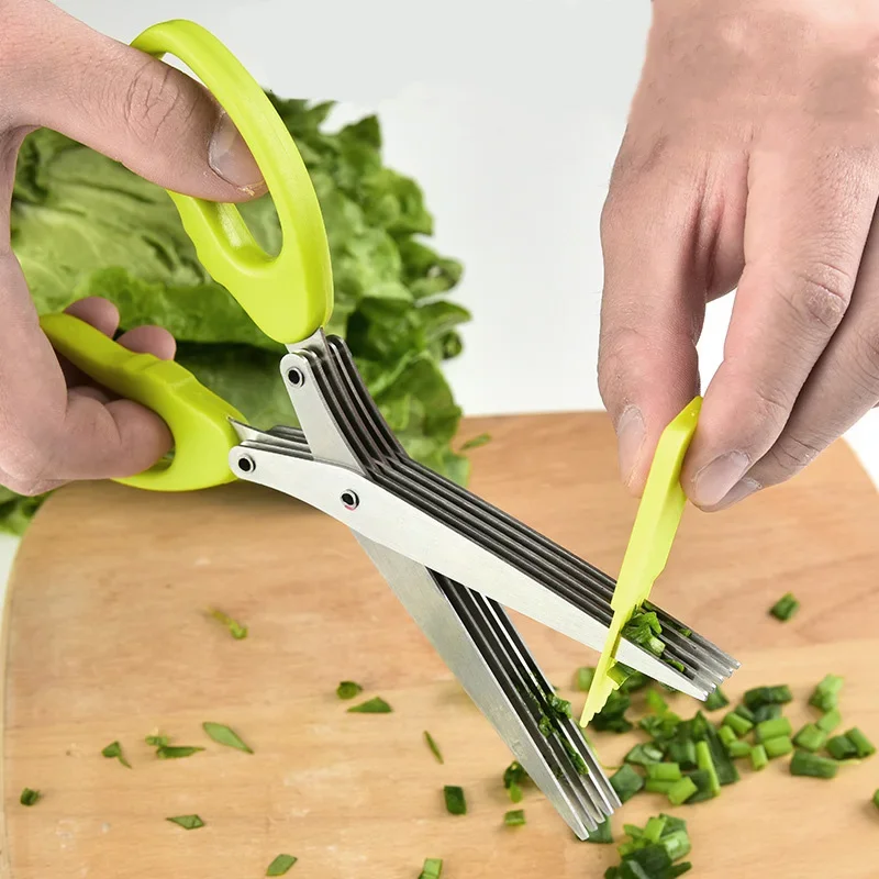 Kitchen multifunctional stainless steel three-layer/five-layer green onion scissors and seaweed chopping scissors