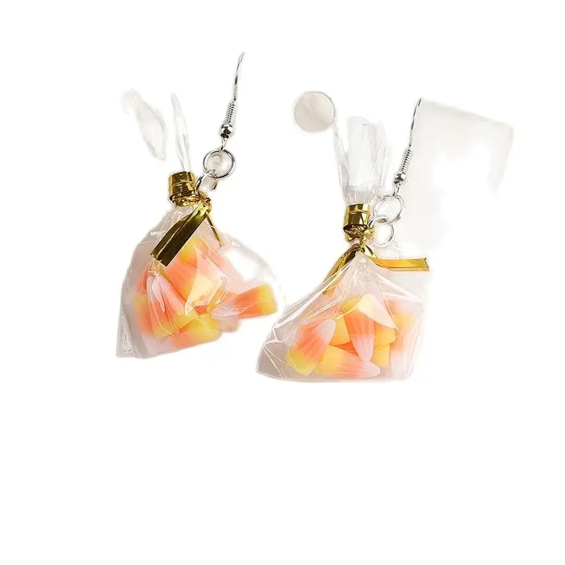 1Pair Earrings For Women Halloween Mini Simulation Food Corn Candy Bag Charms Girl Birthday Gift