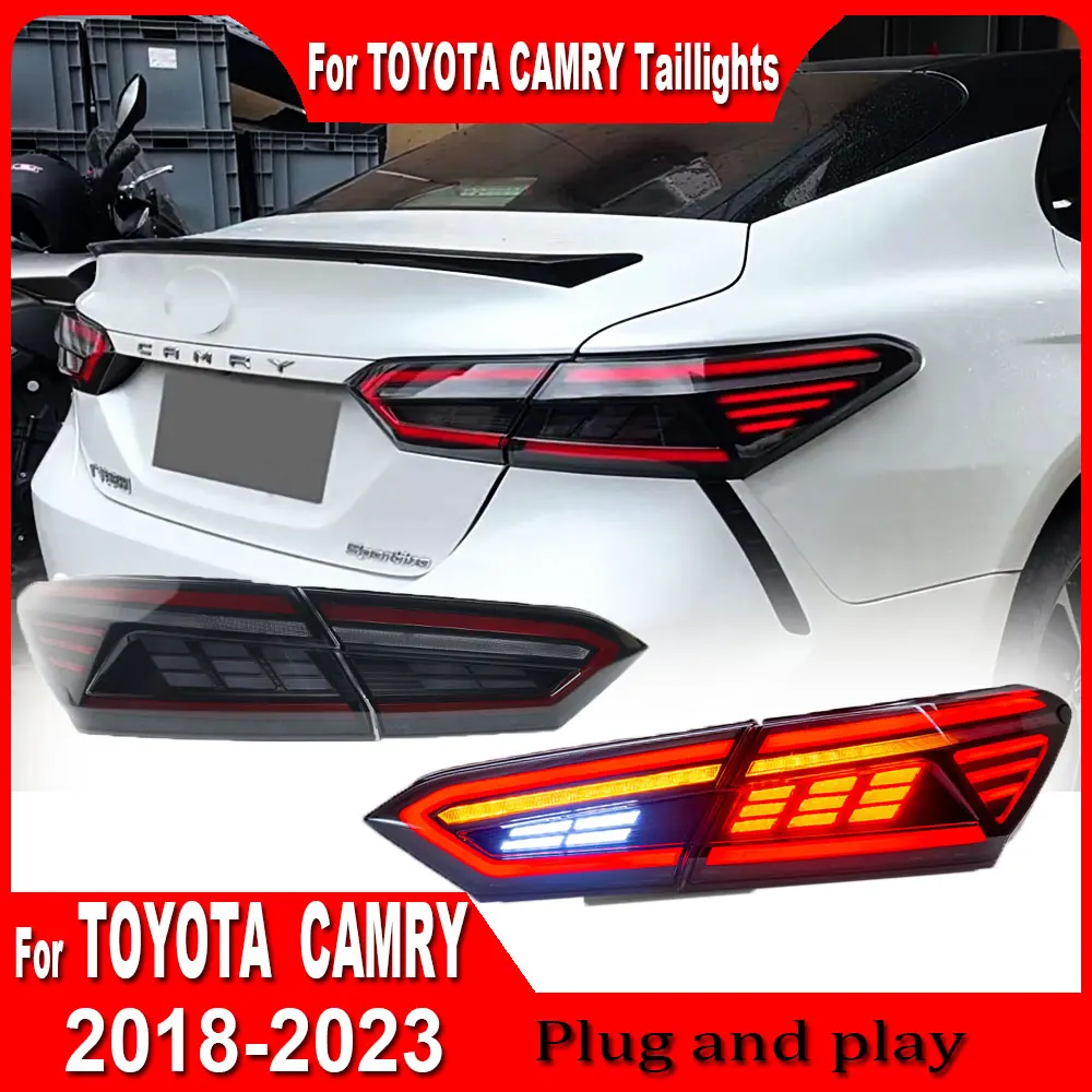 

Для Toyota Camry 2018-2023: Светодиодные RGB задние фонари, дневные ходовые огни, динамические указатели поворота, автомобильные аксессуары