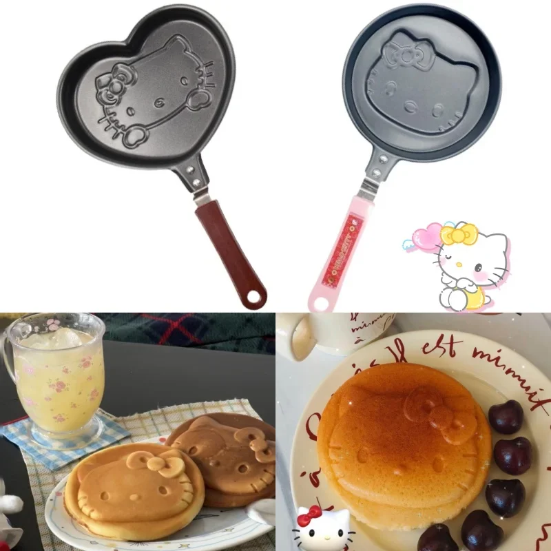 Kawaii مرحبا كيتي سانريو أنيمي الكعك وعاء الكرتون التخييم الإفطار الطبخ غير عصا مقلاة تجهيزات المطابخ
