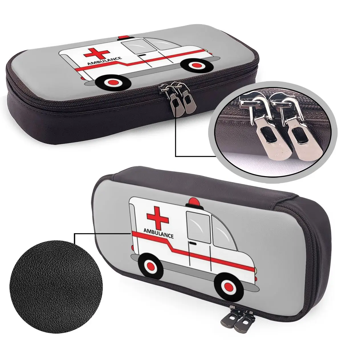 

Ambulance Leather Pencil Case for Boy Girl Gifts Pen Box Pencil Bag Stationery Supplies Pen Holder Bag