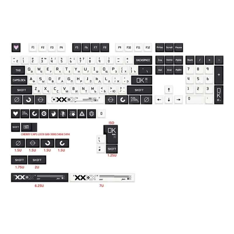 128 PCS XDA CSgo Keycaps Thermal Sublimation Craft for Most Mechanical Keyboard English/Japanese/ Korean/ Russian