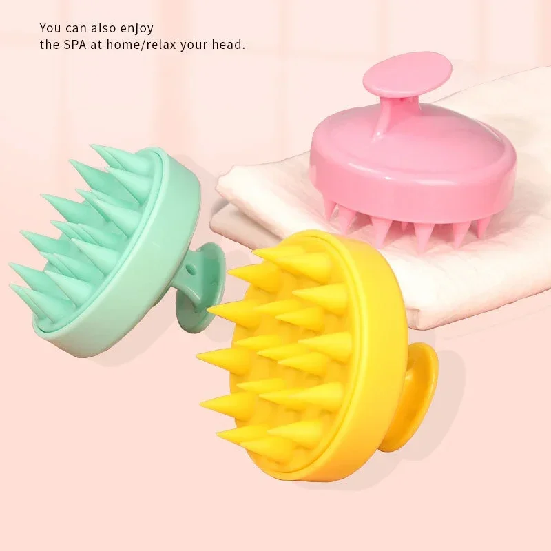 Brosse à shampoing en silicone, peigne de massage du cuir chevelu fleuri, tête moussante facile, brosse de bain