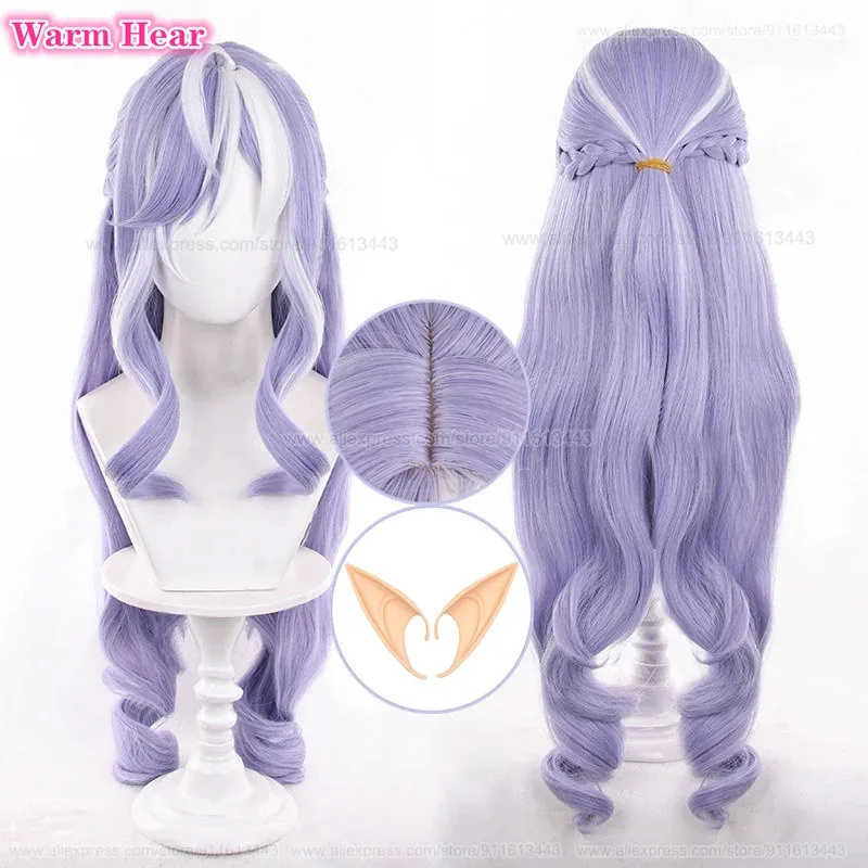 

LQGame Vivian Synthetic Hair Long 80cm Purple Curly Cosplay Anime Wig And Ears Heat Resistant Hair Halloween Party Wigs + Wig Ca
