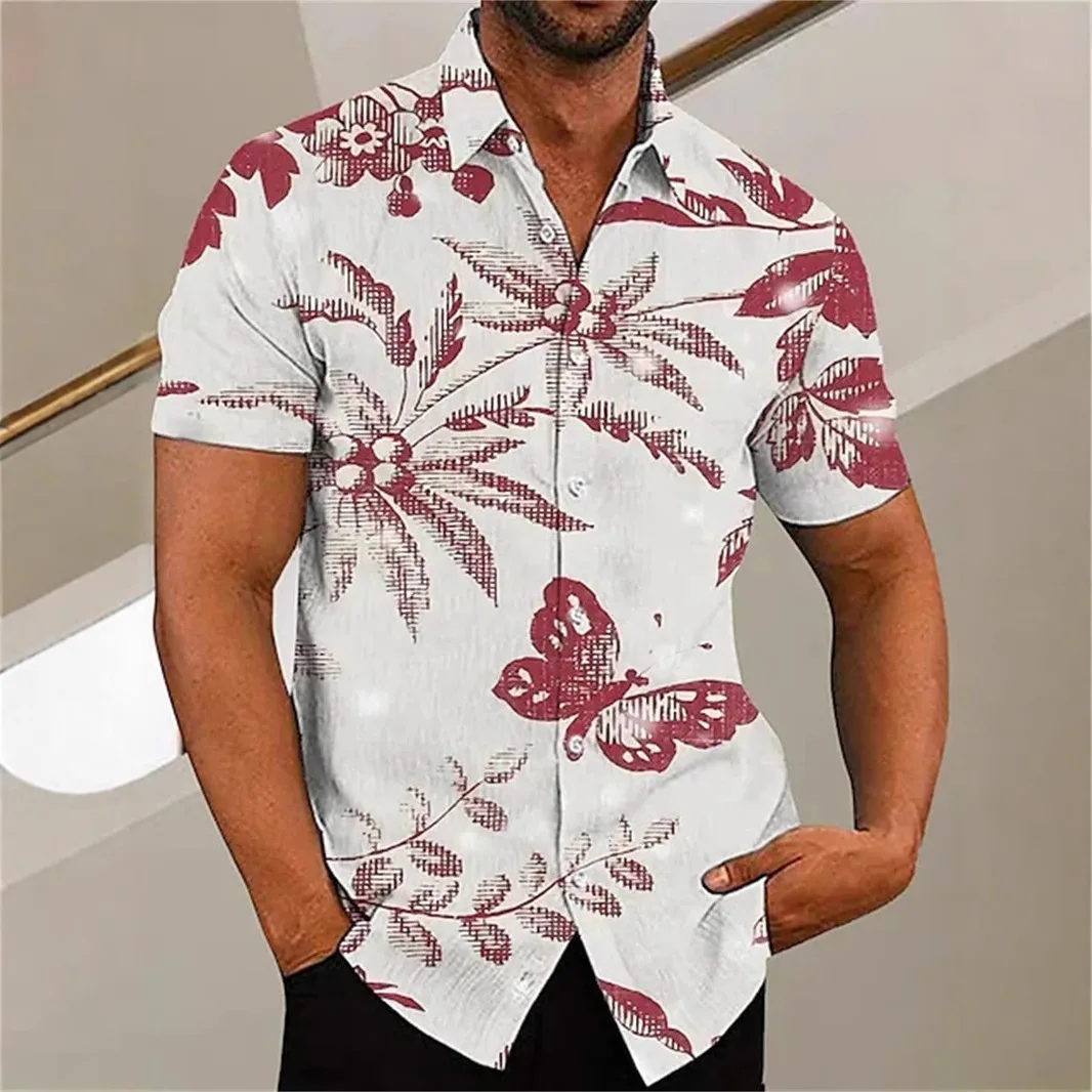 

2026 Mens Color Block 3D Printed Short Sleeve Shirt Lapel Button Down High Quality Hawaiian Beach Summer Casual Vacation Top Tee