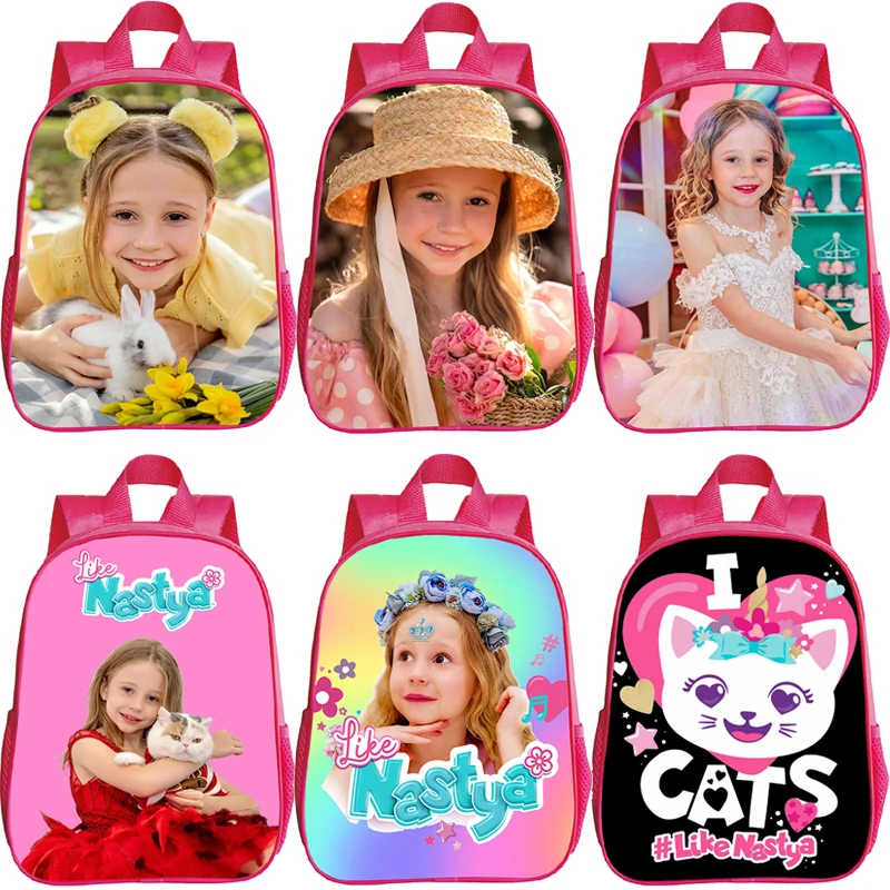 Pink Bag Like Nastya Print Backpack Kids Primary School Bag Nursery Girls Bookbag Kindergarten Bags Children Waterproof Rucksack