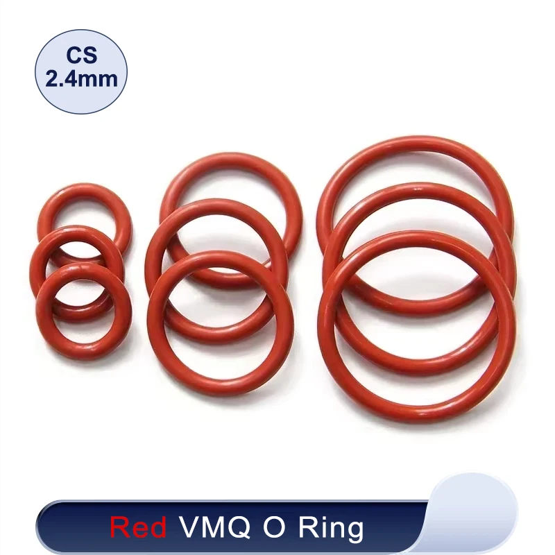 Red VMQ O Ring Gasket Thickness CS 2.4 mm OD 6 ~ 100 mm Waterproof Washer Round O Shape Silicone seal Ring Food Grade 10/50 pcs