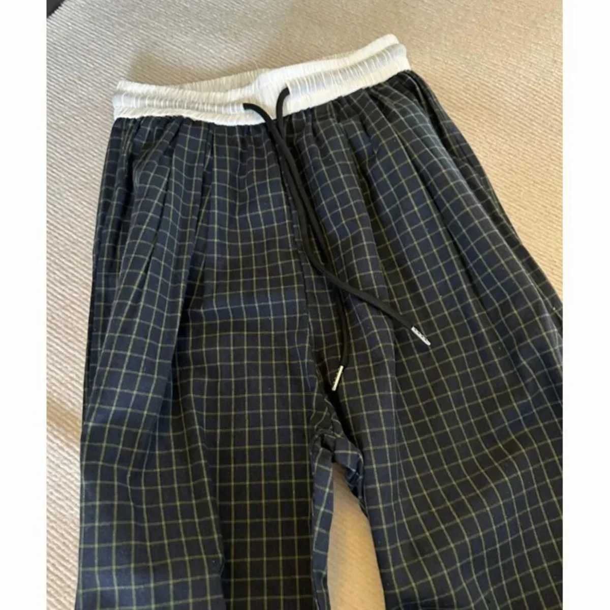 2025 Versatile Exquisite Plaid Loose and Wide Leg Summer Casual Simple and Fashionable Women's Hiking and Outdoor Sports Pants