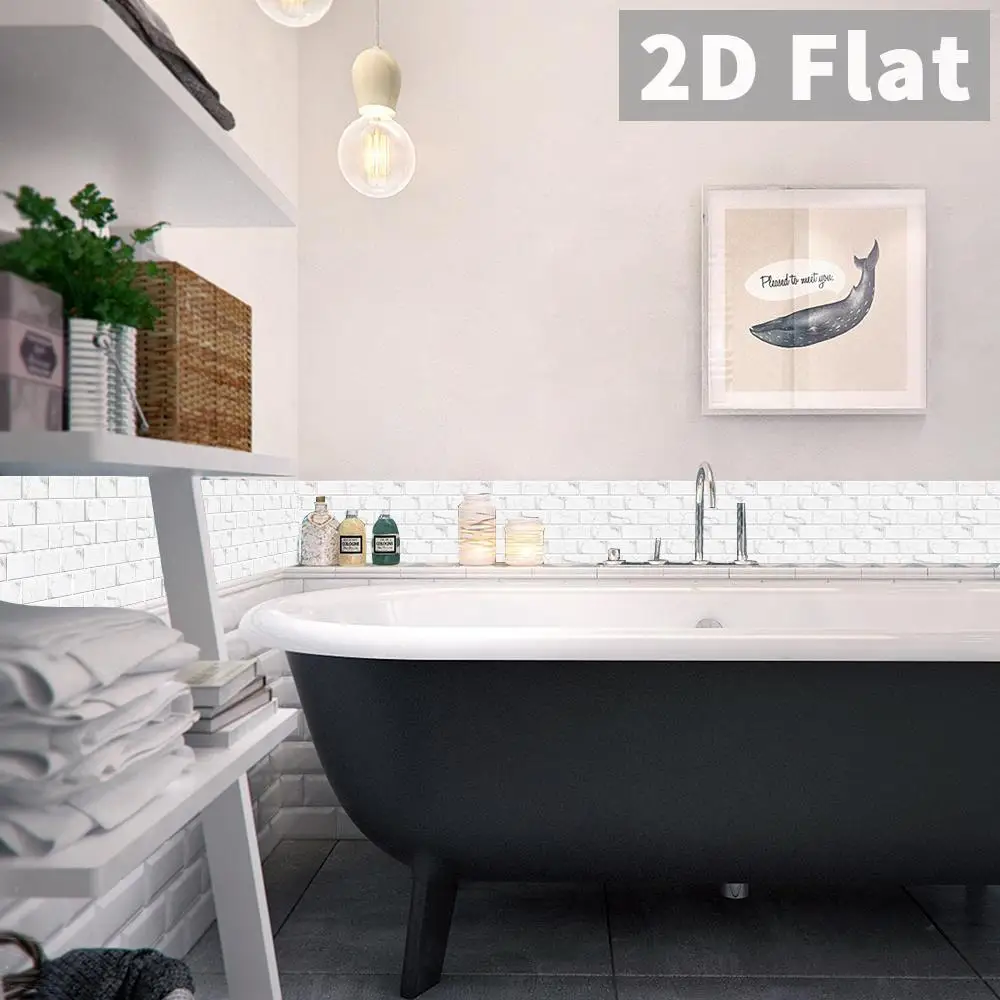 Imitation jazz white marble brick shaped self-adhesive wall sticker with simple texture for kitchen stove wall decoration