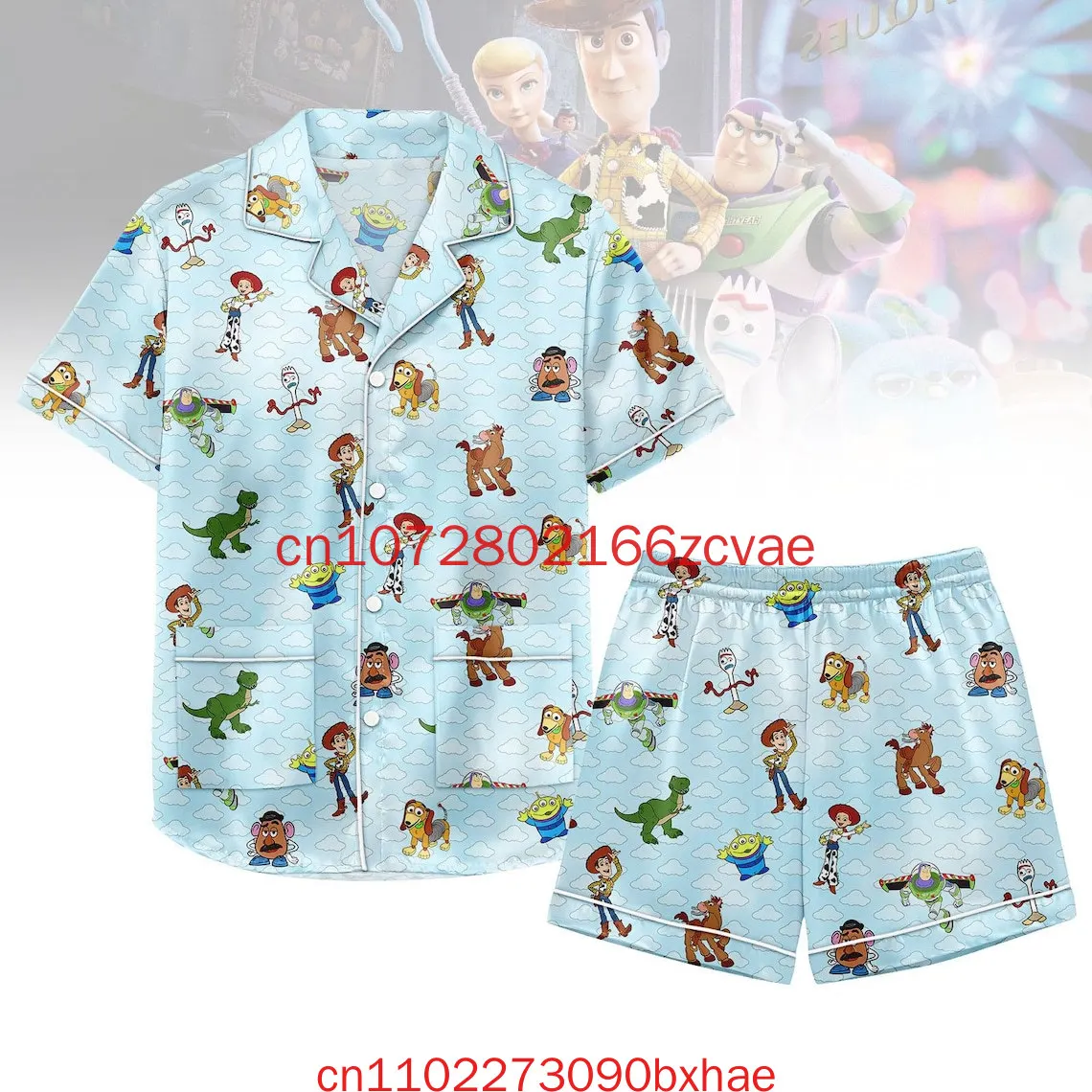 

Короткие пижамы Toy Story Coquette Pixar, шелковый пижамный комплект, пижама Buzz and Woody, женская одежда для сна с героями мультфильмов Диснея