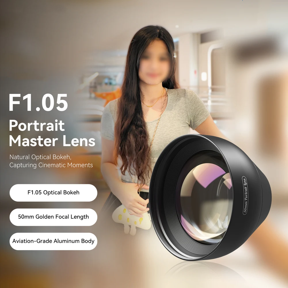 50mm HD Phone External Portrait Filter Lens F1.05 Ultra-Large Aperture Clip On Mobile-Phone Camera Lens Photography Accessories