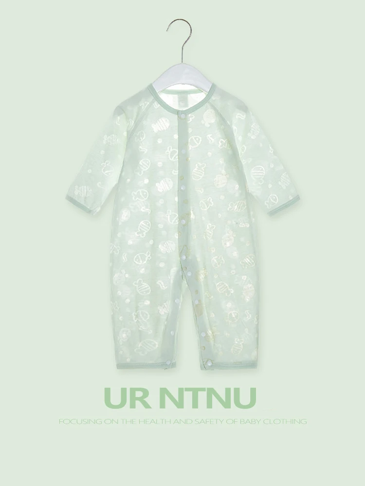 

Летний тонкий комбинезон для новорожденных с длинными рукавами, легкий, удобный, из мягкой ткани, легко надевать и снимать.